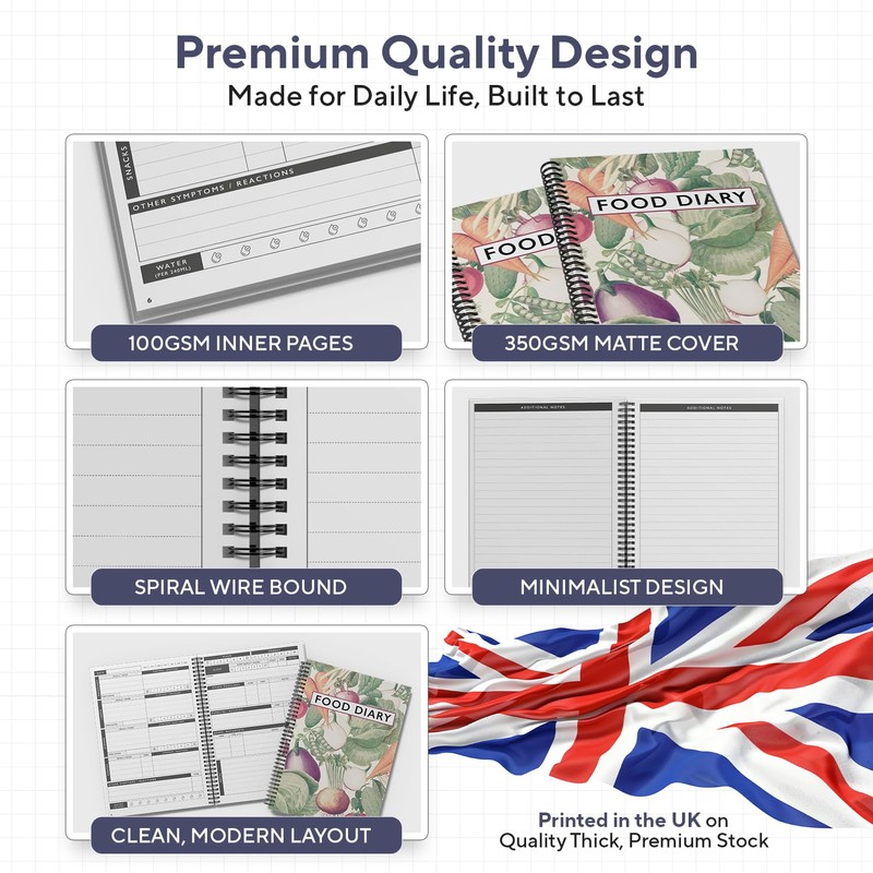 Food Diary and Symptom Log: A5 Food Diary Journal Daily