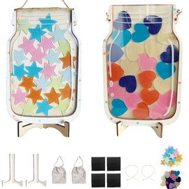 2 Pack Wooden Reward Jar for Kids-Magnetic & Hanging Behavior Chart for Classroom & Home - Potty Training & Chore Chart System with Stars and Hearts - Montessori Teacher Supplies & Parenting Tools