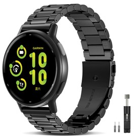 EverAct Compatible with Garmin Forerunner 165 Band/Forerunner 55/245/645/570-42mm, 20mm Stainless Steel Metal Strap Replacement Wristband for Vivoactive 6/5/3/3 Music/Venu Sq 2