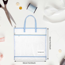 16.5 Inch Sew Project Bag Sew Quilting Storage Bags with Zipper Portable Embroidery Craft Organizer Storage Bag Mesh Vinyl Zipper Pouch for Art and Wearable Craft