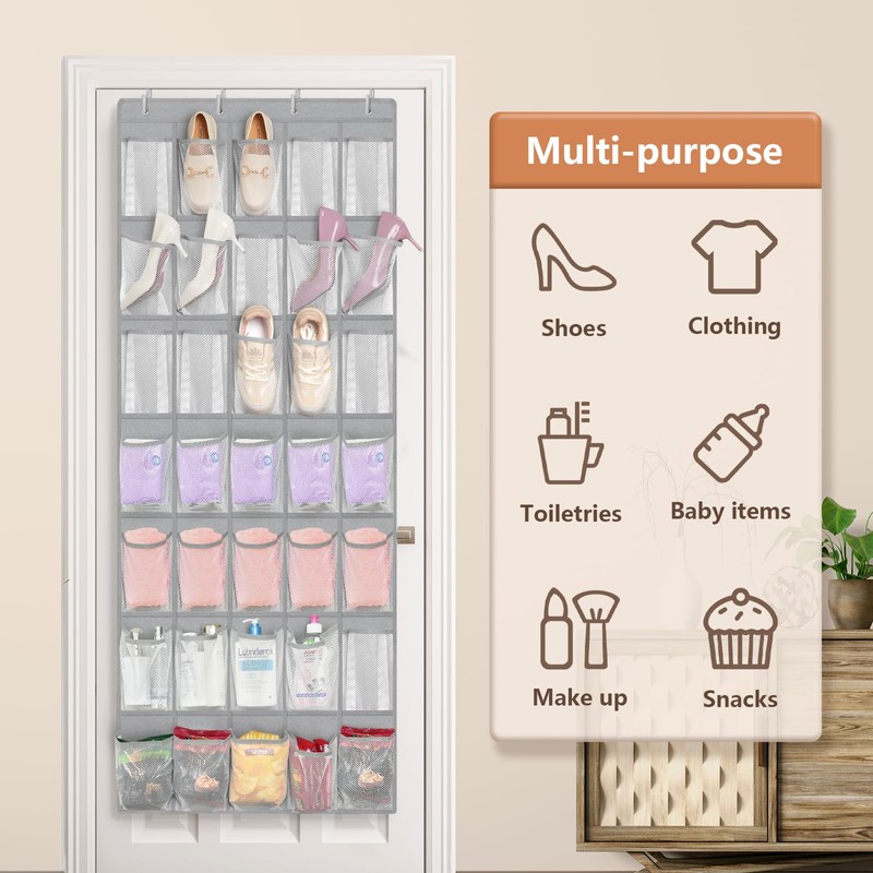 FENTEC 35 Large Pockets Over The Door Shoe Organizer, Mesh