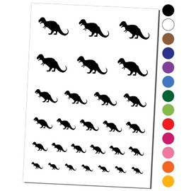 Tyrannosaurus Rex Dinosaur Solid Temporary Tattoo Water Resistant Fake Body Art Set Collection - Black (One Sheet)