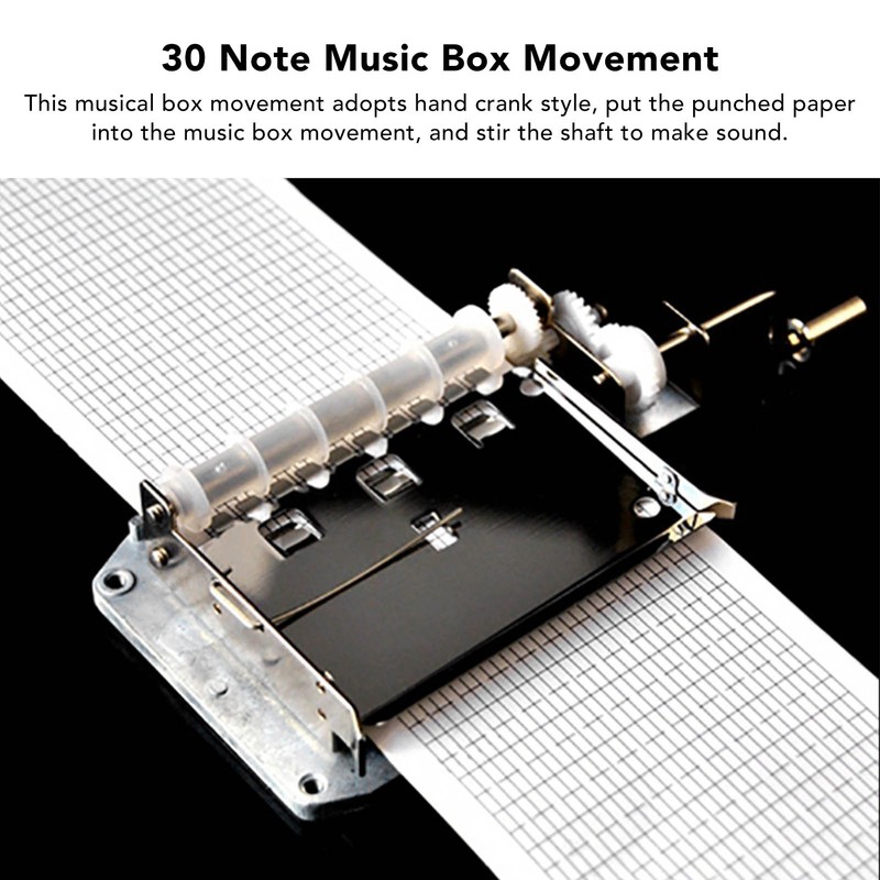 Music Box Movement 30 Note Zinc Alloy 20 Blank Strip