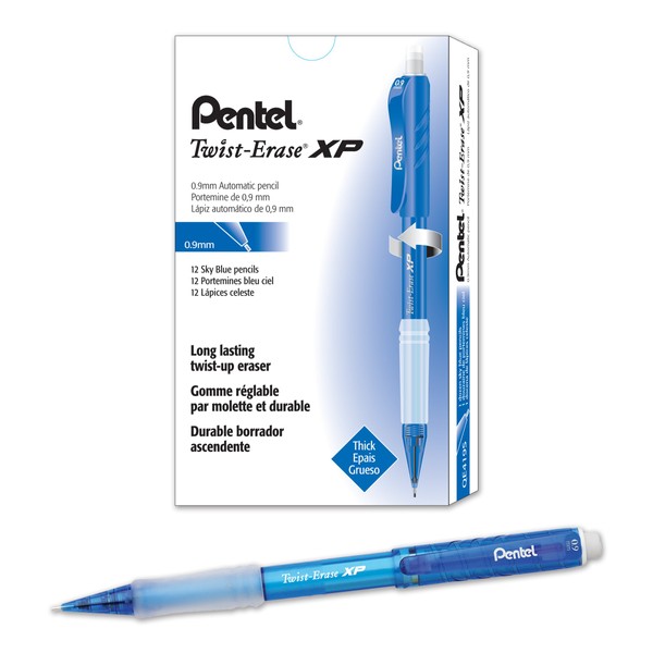 Pentel Twist-Erase Express Mechanical Pencil (0.9mm) Fashion Color, Sky Blue