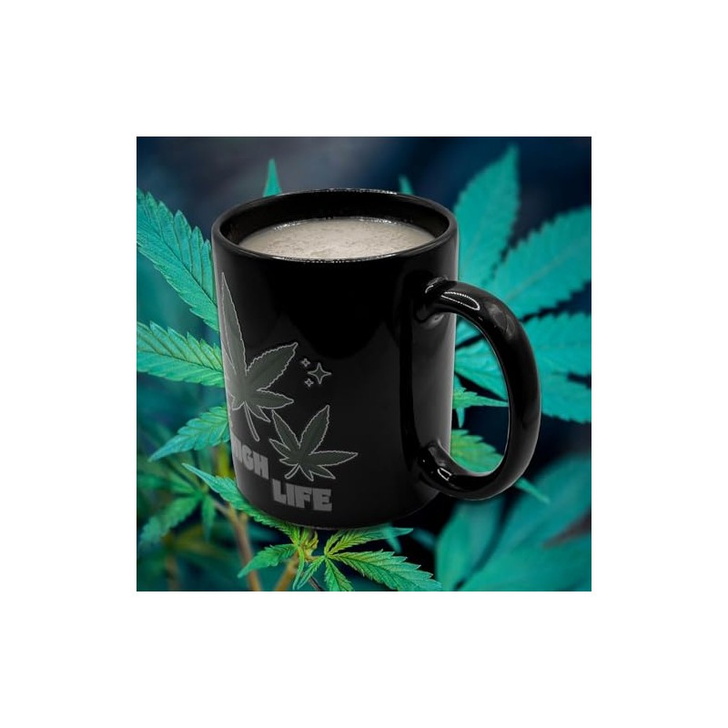 Mad Monkey Farbwechsel-Tasse 'High Life Weed', Kaffeebecher mit Thermoeffekt