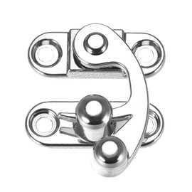 sourcing map Antique Vintage Lock Clasp Right Latch Hook Hasp 33mmx28mm Swing Arm Latch Silver Tone 2 Pcs