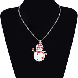 DOWAY - Collar con colgante de aleación esmaltada, diseño de muñeco de nieve, para mujeres y niñas, Esmalte, Arenisca