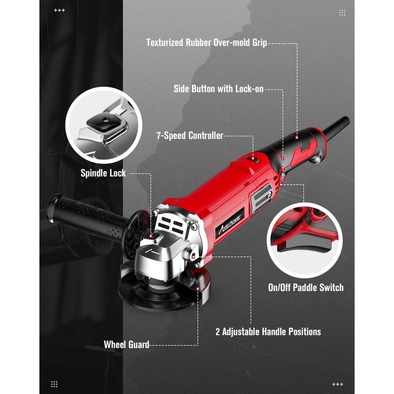 AVID POWER Angle Grinder 4-1/2 Inch 8.0 Amp 1000W Electric