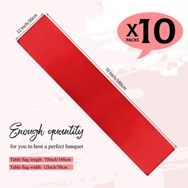 YMHPRIDE 10 Pack Red Table Runner Satin Table Runner, 12x72 Inch Long Silk Table Runner for Wedding Party Birthday Banquet Table Decoration - Red