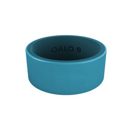 QALO Men's Rubber Silicone Ring, Eva Shockey Rubber Wedding Band, Breathable, Durable Engagement Silicone Ring, Peacock Blue Metallic & Dark Teal Blank Strata, Size 9