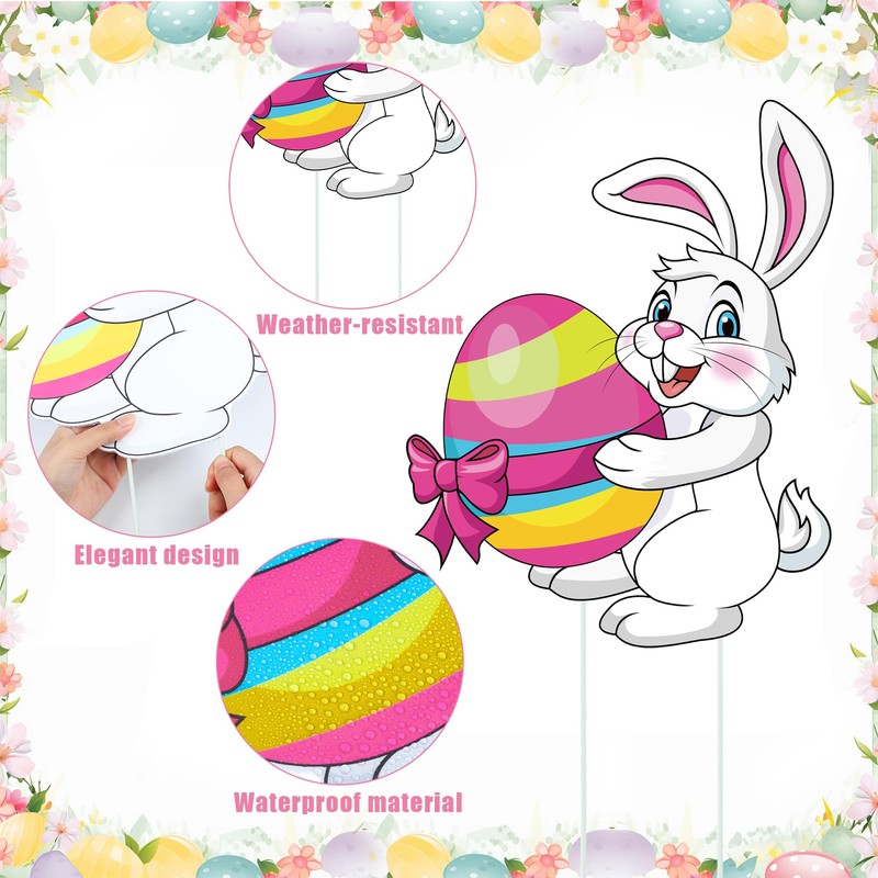 Easter Yards Signs Outdoor Bunny Lawn Signs with Stakes Bunny