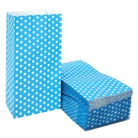 ADIDO EVA Polka Dot Paper Gift Bags Blue Mini Lunch Goodie Bags for Party Favors, Kid’s Birthday, Wedding (3.5 x 2.3 x 7 In 100 PCS)