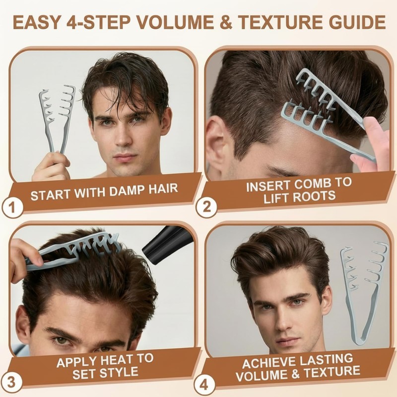 4-Pack Volumizing Comb, Hair Root Lifter Comb for Fluffy Styling,