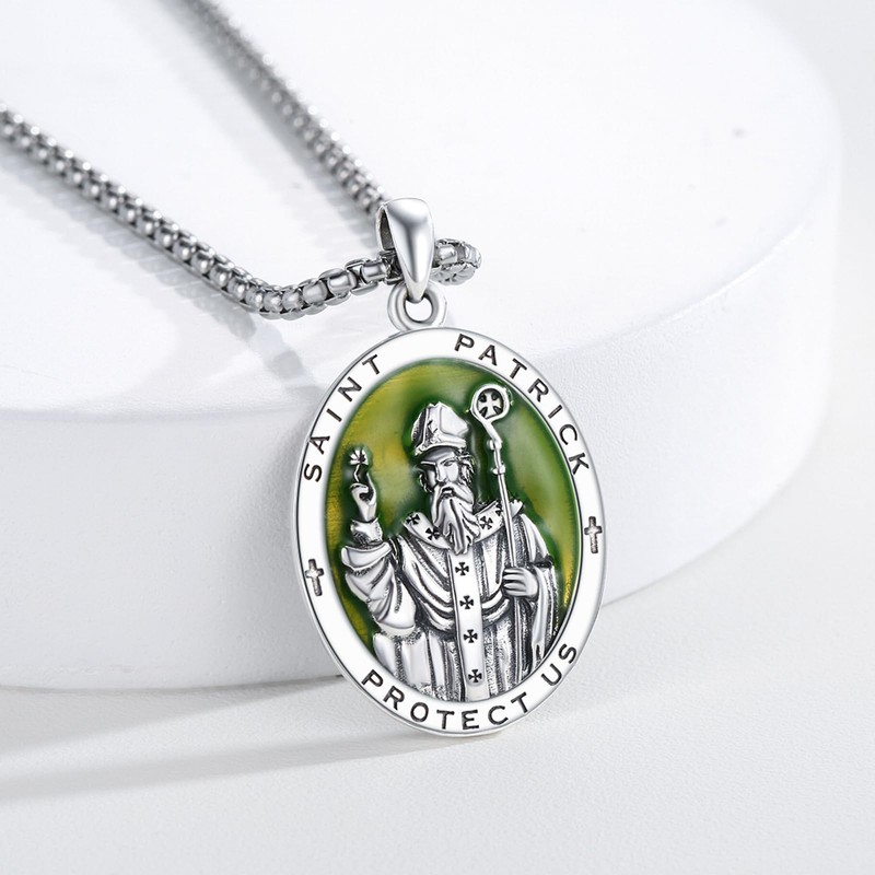 XIXLES Saint Patrick Medal Sterling Silver St Patrick Day Pendant