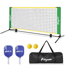 FITYCSW 6FT Small Mini Pickleball Net Set Portable Outdoor Driveway Net，Indoor Dink Practice Net Pickle Ball Training Aid Equipment (Including Racket)