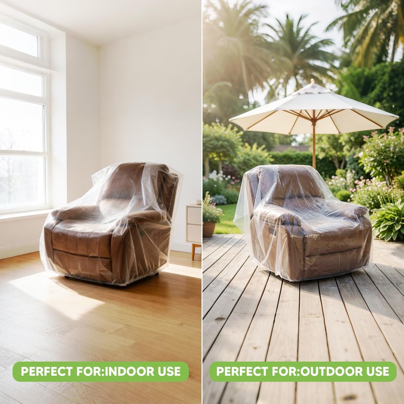 COCODE 2 Pcs Plastic Furniture Covers Moving Storage Bags, 4