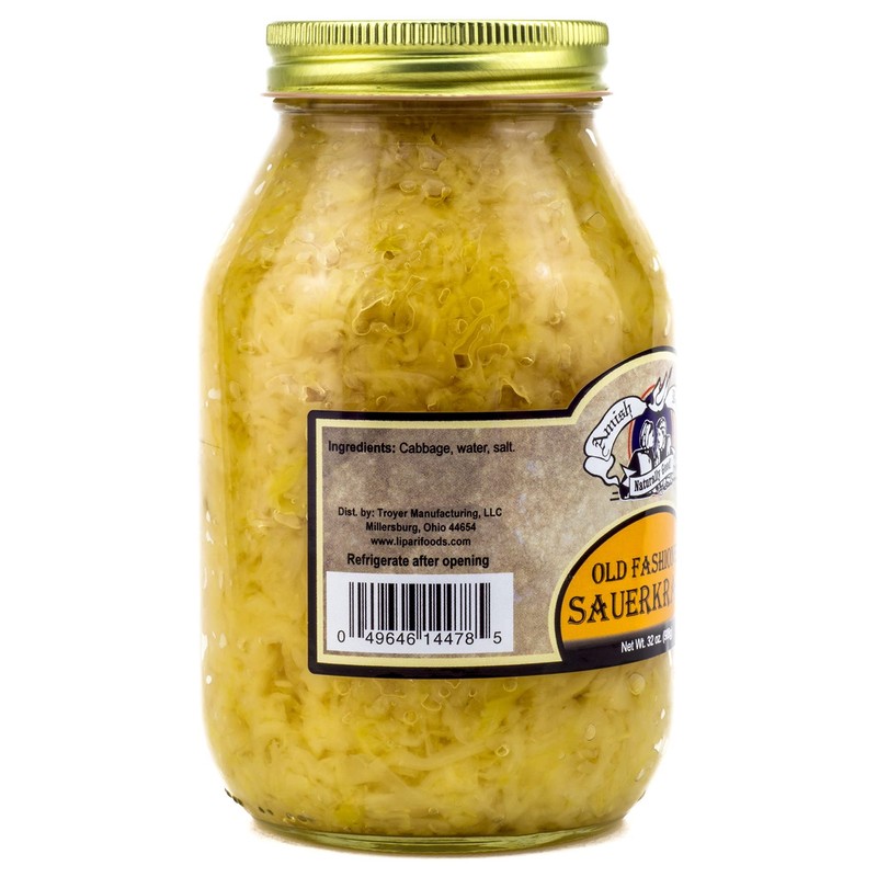 Amish Wedding Foods Sauerkraut, TWO 32 oz. Quart Jars