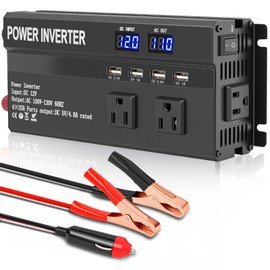 ALSO GO 1200W Power Inverter, 12v to 110V AC Car Inverter with Fast Charging 2.4A USB and 3 AC Outlets Ideal for Road Trips, Camping, RV, Truck, Solar, and Vehicle Power Needs​