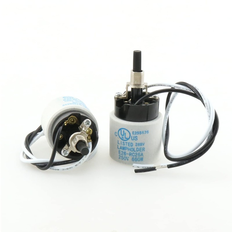 E26 Ceramic Light Socket with Rotary Knob Switch DGZZI 2PCS