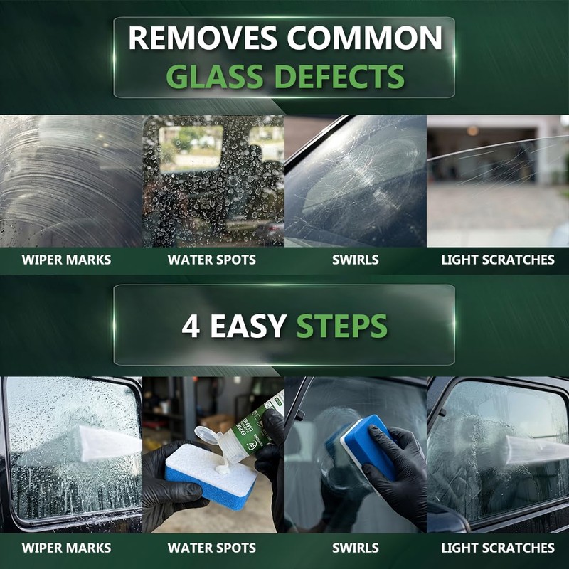 Glass Polish Compound, Car Glass Scratch Remover, Oil Film &
