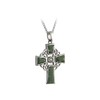 Failte Silver with Marcasite & Connemara Marble Celtic Cross-Irish Made