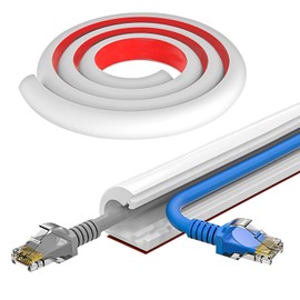 1M White Cable Trunking for Electric Cables, Flexible Side Opening Cord Tidy Hiders Conduit Trunking Wires Organiser TV Cord for Hide Wires on Wall Floor of Home & Office