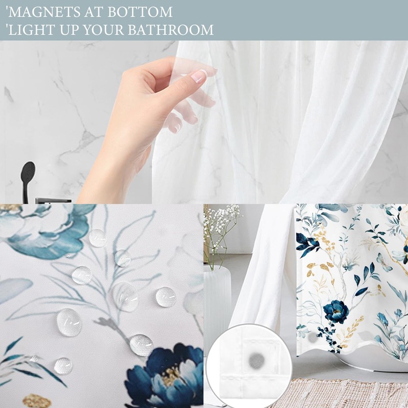 Tititex No Hooks Snap in Liner Rustic Blue White Floral
