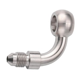 90 Degree Stainless Steel 3AN Male to 10mm M10 Banjo Brake Hose Fitting Adapter for AN3 PTFE Brake Hose Line (90 Degree)