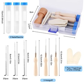 Felting Needles for Dry Felting, Felting Needles Set, 60 Pieces, 3 Sizes Felting Needles with 3 Pieces Felt Wooden Handle Tool, 3 Clear Bottles and Box, Felting Needles, Needle Felting Set for Adults