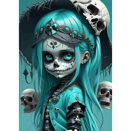 Gothic Diamond Art Painting Kits for Adults, Horror Full Drill Diamond Dots Paintings for Beginners, Skull Round 5D Paint with Diamonds Pictures Gem Art Painting Kits DIY Crafts Kits 12x16inch