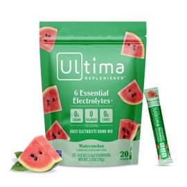 Ultima Replenisher Bebida electrolítica diaria en polvo (20 sobres de sandía) con 6 electrolitos y oligoelementos, apta para dietas cetogénicas, vegana, sin OGM y sin azúcar