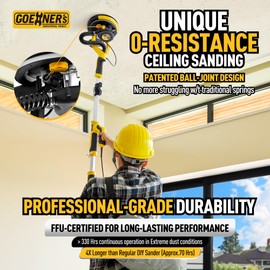 Drywall Sander, 6.5-amp Powerful Electric Drywall Sander with Vacuum, Anto Dust Removal, 7 Variable Speed, 900-1800RPM, Dustless Floor Sander with 26’ Power Cord for Popcorn Ceiling