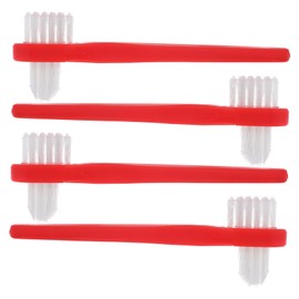 PACKOVE 4pcs Dual Head Denture Toothbrush for Adults Portable Small with Fine Bristles Ergonomic Handle for False Teeth Cleaning and Care Travel Friendly Oral Hygiene Tool