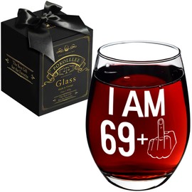 Pokolllee 70th Birthday Gifts for Women, I am 69+1 Wine Glass, Happy 70th Birthday Wine Glass, Fun Gag 70 Birthday Gift for Mom Friends Wife Coworker, Turning 70th Gift 70th Birthday Decorations Gift