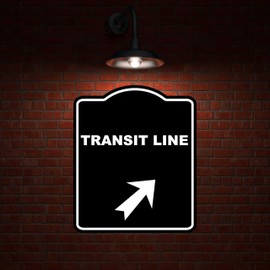 TRANSIT LINE Black Sign Arrow Up Right Aluminum Composite Sign 8.5 x 10 inches