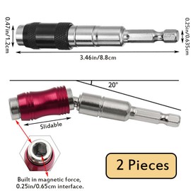 Chenshuo Magnetic Swiveling Bit Tip Holder,Magnetic Pivot Drill Frame,Universal Magnetics Connecting Rod Multiple Angles for Tight Spaces Corners,2 Pieces. Red and Black.