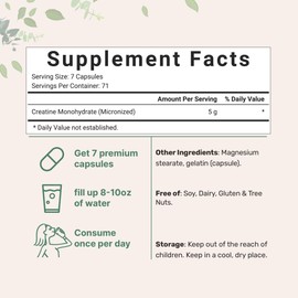 Creatine Monohydrate 5,000mg, 500 Capsules | Pure Creatine Pills – Micronized + Unflavored Powder Source, Easy Absorption | Pre Workout & Muscle Health Support | Keto, Non-GMO