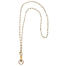 Cordón de acero inoxidable con abalorio huecas ocultas y soporte para insignias de 34 pulgadas, fabricado en Estados Unidos, cierre de separación o opciones que no se rompen (acero inoxidable, dorado,