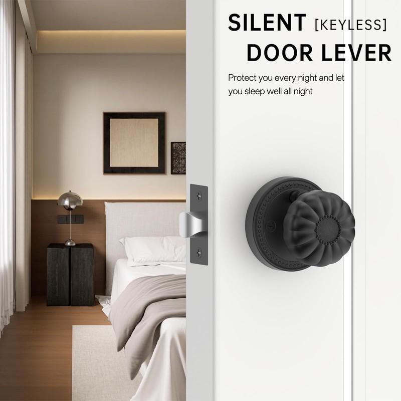 Amerdeco 2 Pack Privacy Matte Black Door Knobs,Black Door Knobs