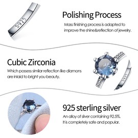 KUNSIR 925 Silver Rings for Women Cubic Zirconia Ring Rings for Women Sterling Silver Rings Wedding Band Rings Gift Ring Sterling Silver Rings Size 7-9