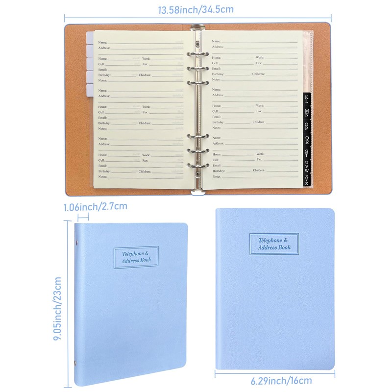 Refillable Address Book with Alphabetical Tabs, 648 Entry Spaces Large