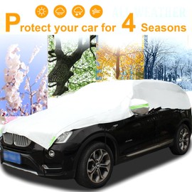 Fits SUV 157"-190" Half Car Cover Top Waterproof All Weather, Car Covers Outdoor Indoor for All Season Waterproof Dustproof Hail UV Resistant Snowproof Universal