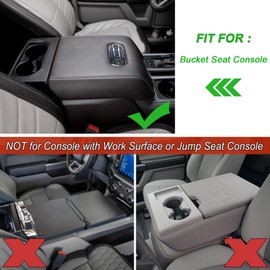PIMCAR Center Console Cover Compatible with Ford 2015-2020 F150, 2017-2022 F250 F350 F450, 2018-2024 Expedition Interior Accessories Custom PU Leather Armrest Cushion Protector (Bucket Seat Only)