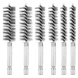 6-Pack Bore Brush Set Stainless Steel Wire Brush Bore Cleaning Brush Set for Power Drill Cleaning, Pipe Cleaning Brush Set Abrasive Wire Brush with 1/4" Hex Shank for Cleaning Tubes (13/19/25mm)