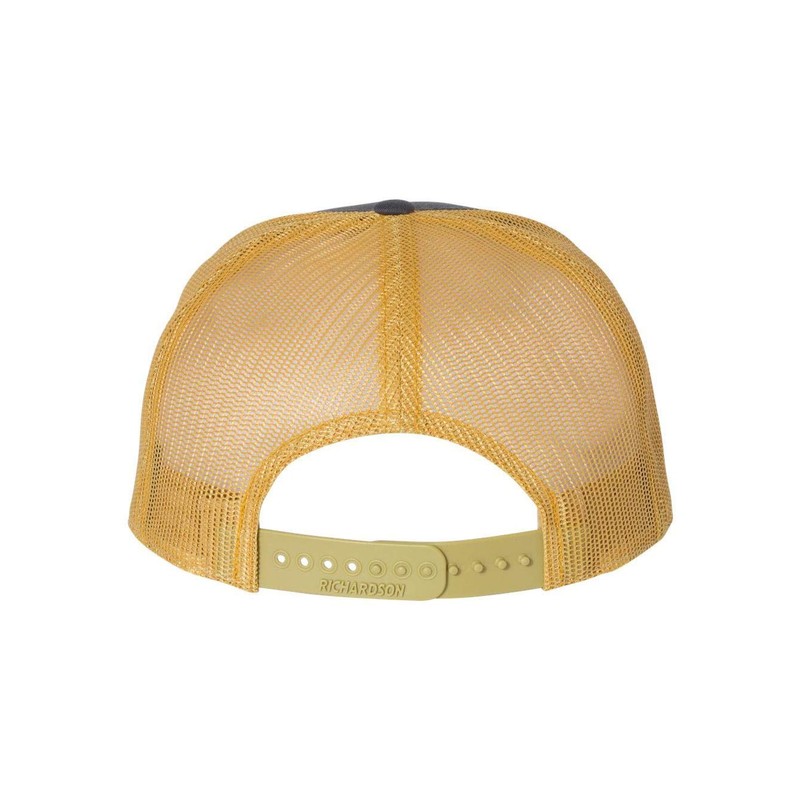 Richardson Seven-Panel Trucker Cap One Size Charcoal/ Old Gold