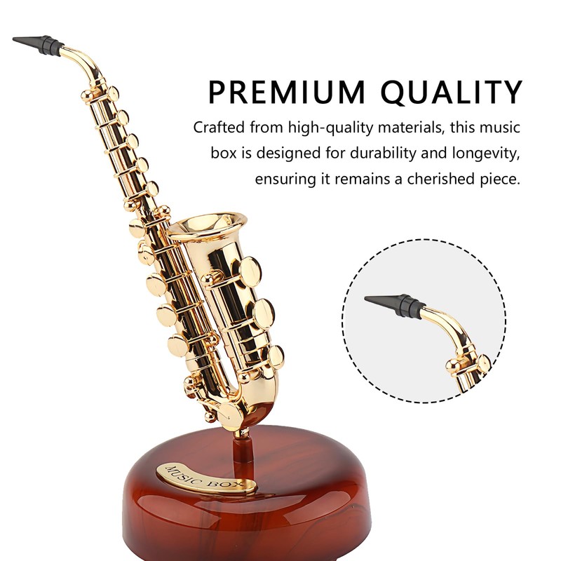Musiin Rotating saxophone music box creative retro desktop ornament simulation