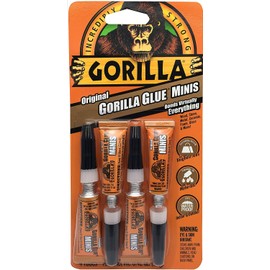 Gorilla Original Gorilla Glue, Brown, Waterproof Polyurethane Glue, Four 3 Gram Tubes (Pack of 1) - Expands Into Materials, All Purpose
