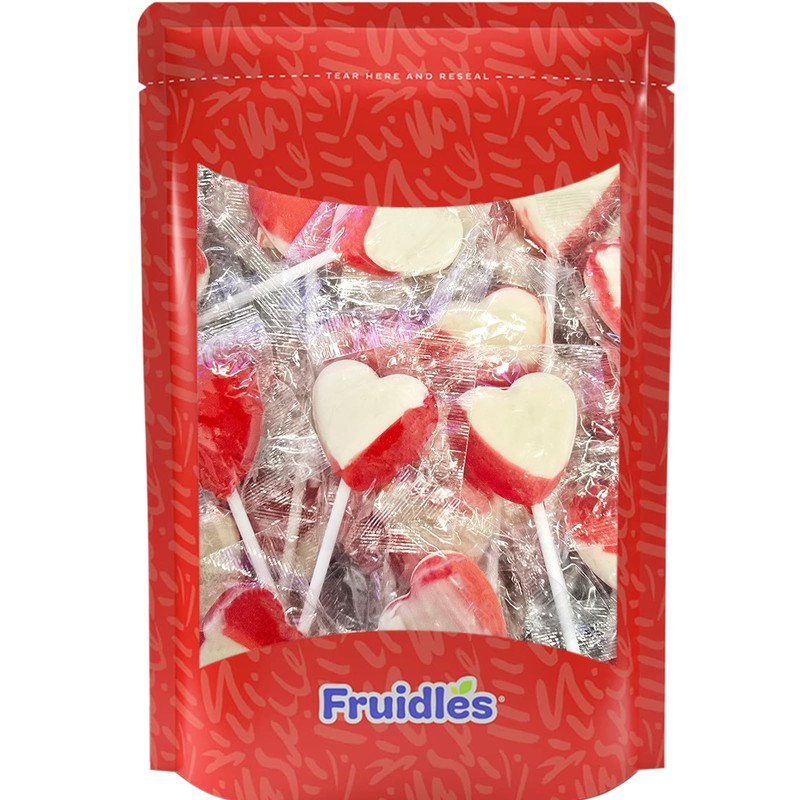 Fruidles Lollipops Mini Heart Shaped Flavored Delicious Lollipop, Individually Wrapped,