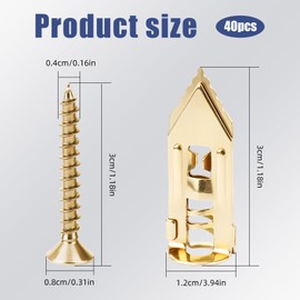 40PCS 20 Pair Self Drilling Anchors with Screws，Gold Drywall Self-Drill Anchor with Screws Drywall Anchor Self Drilling & Metal Expansion Bolt (20 Steel Wall Anchors & 20 Zinc Screw