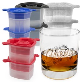 Tovolo Assorted Shaped Ice Molds, Set of 4 - Large Ice Mold Gift Set - Unique Ice Mold Chills Drinks - Odor-Free Freezer Storage, Dishwasher-Safe with Silicone Plunger